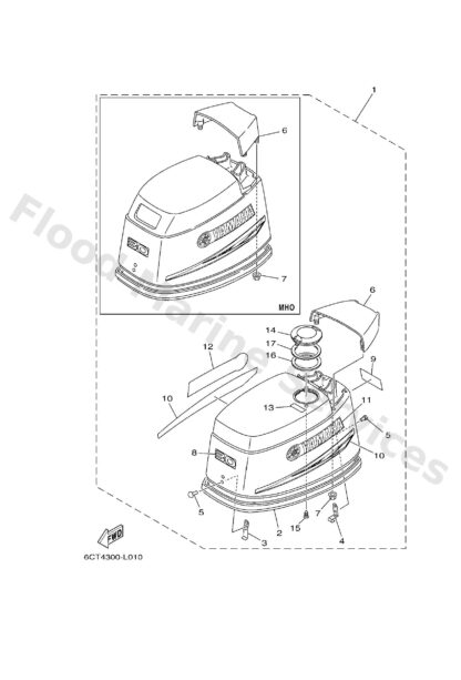 Genuine Yamaha 61T426784000 - Graphic, rear - Supplied by Flood Marine