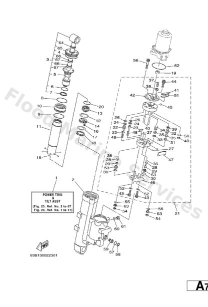 Genuine Yamaha 62X4388A0000 - Piston, trim - Supplied by Flood Marine