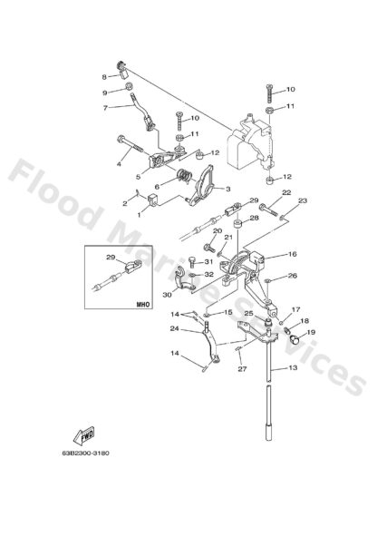 Genuine Yamaha 63D441201000 - Handle gear shift assy - Supplied by Flood Marine