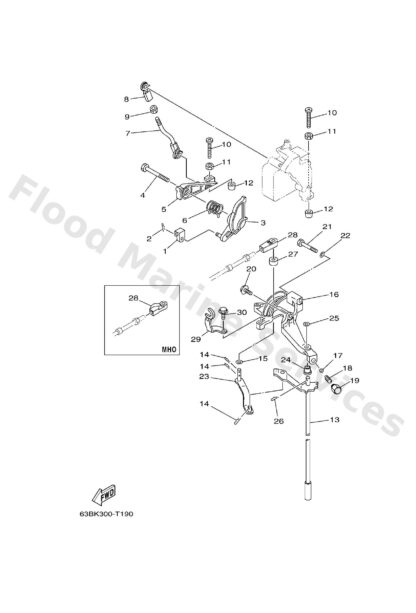 Genuine Yamaha 63D441201200 - Handle gear shift assy - Supplied by Flood Marine