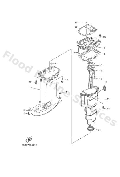 Genuine Yamaha 63D45111114D - Casing, upper - Supplied by Flood Marine