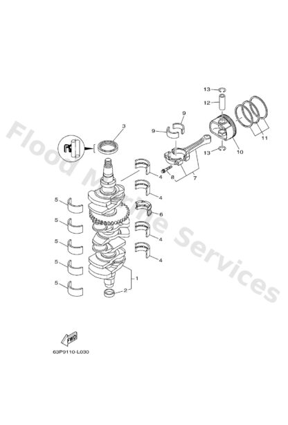 Genuine Yamaha 63P116340000 - Clip, piston pin - Supplied by Flood Marine