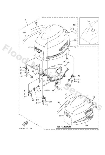 Genuine Yamaha 63P426104000 - Top cowling assy - Supplied by Flood Marine