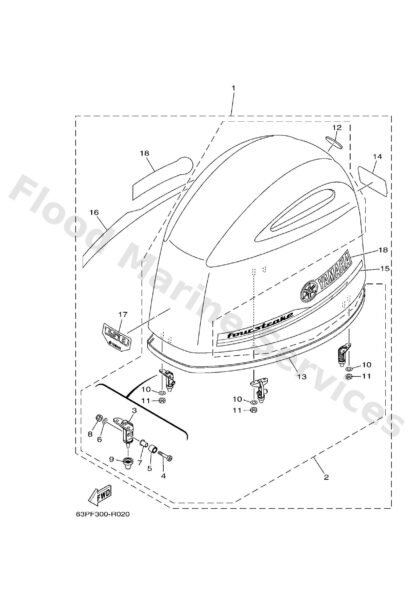 Genuine Yamaha 63P4261A1200 - Top cowling w/o graphics - Supplied by Flood Marine
