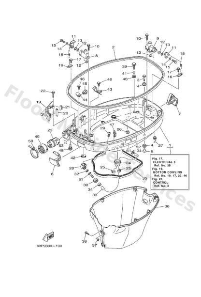 Genuine Yamaha 63P42710018D - Bottom cowling assy - Supplied by Flood Marine
