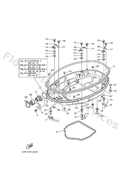Genuine Yamaha 63P42710118D - Bottom cowling assy - Supplied by Flood Marine