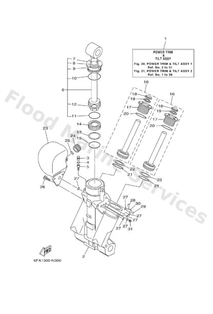 Genuine Yamaha 63P438000700 - Power trim & tilt assy - Supplied by Flood Marine