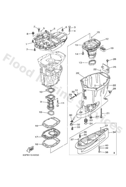 Genuine Yamaha 63P45111008D - Casing, upper - Supplied by Flood Marine