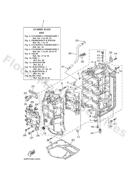Genuine Yamaha 63PW1510039S - Crankcase assy - Supplied by Flood Marine
