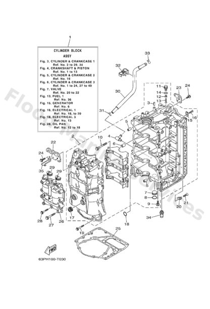 Genuine Yamaha 63PW1510049S - Crankcase assy - Supplied by Flood Marine