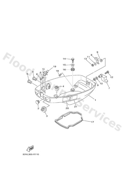 Genuine Yamaha 63V42711038D - Cowling, bottom 1 - Supplied by Flood Marine