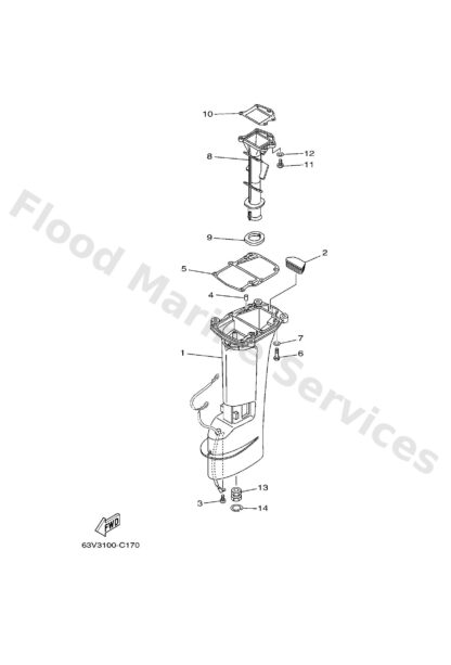 Genuine Yamaha 63V45111054D - Casing, upper - Supplied by Flood Marine