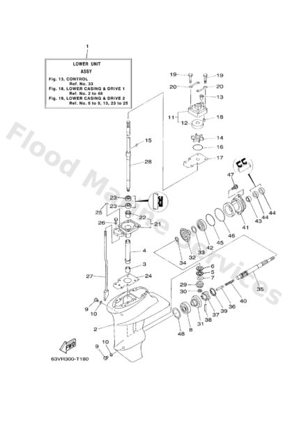 Genuine Yamaha 63V45300058D - Lower unit assy - Supplied by Flood Marine