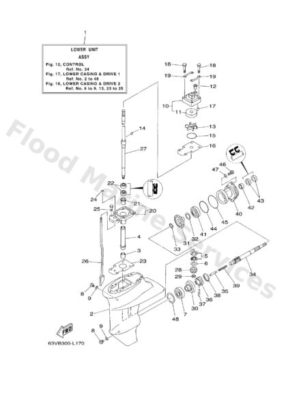 Genuine Yamaha 63V45300134D - Lower unit assy - Supplied by Flood Marine