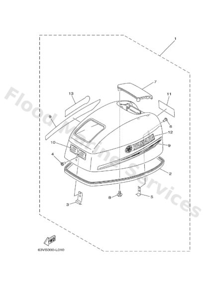 Genuine Yamaha 63W426784000 - Graphic, rear - Supplied by Flood Marine