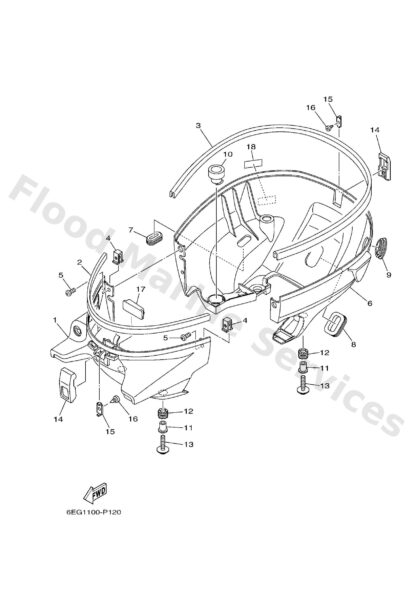 Genuine Yamaha 647451510200 - Cover, upper casing - Supplied by Flood Marine