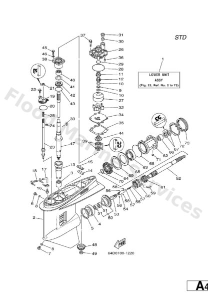 Genuine Yamaha 64D45300218D - Lower unit assy - Supplied by Flood Marine