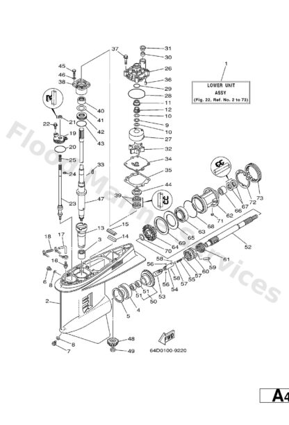 Genuine Yamaha 64F45300018D - Lower unit assy - Supplied by Flood Marine