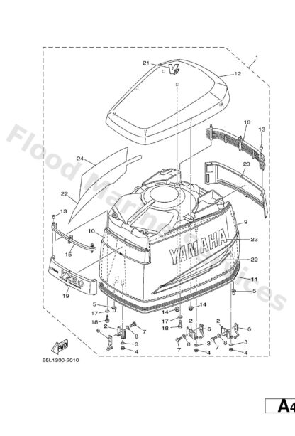 Genuine Yamaha 65L42610404D - Top cowling assy - Supplied by Flood Marine