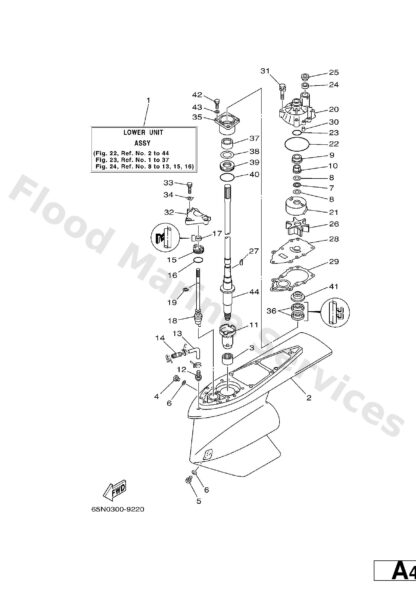 Genuine Yamaha 65N4530001NA - Lower unit assy - Supplied by Flood Marine