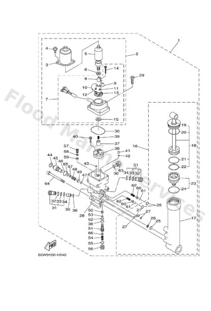 Genuine Yamaha 65W43800034D - Power trim & tilt assy - Supplied by Flood Marine
