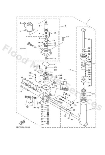 Genuine Yamaha 65W4385A0100 - Piston, tilt - Supplied by Flood Marine