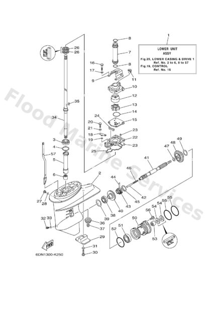 Genuine Yamaha 65W45300114D - Lower unit assy - Supplied by Flood Marine