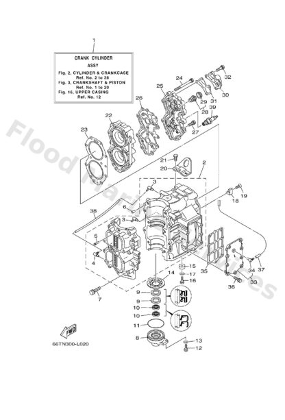 Genuine Yamaha 66T151000200 - Crankcase assy - Supplied by Flood Marine