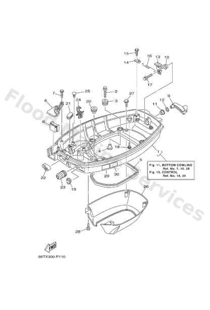 Genuine Yamaha 66T42710018D - Bottom cowling assy - Supplied by Flood Marine