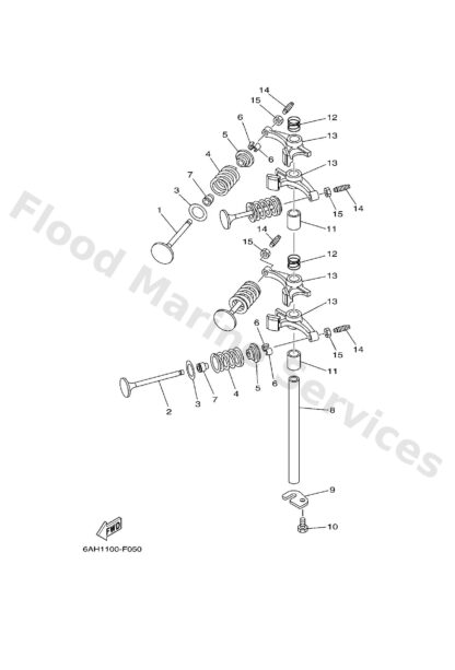 Genuine Yamaha 6AH121210000 - Valve, exhaust - Supplied by Flood Marine