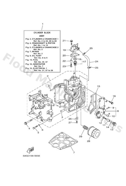 Genuine Yamaha 6AH151000100 - Crankcase assy - Supplied by Flood Marine