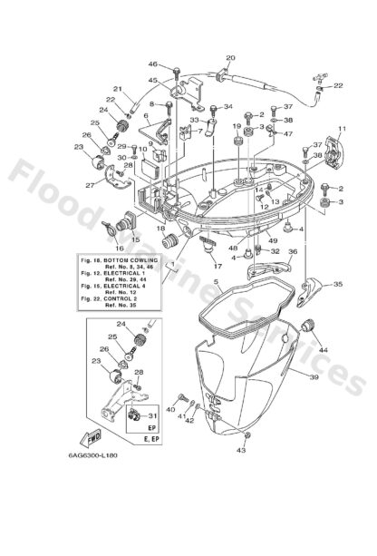 Genuine Yamaha 6AH42710104D - Bottom cowling assy - Supplied by Flood Marine