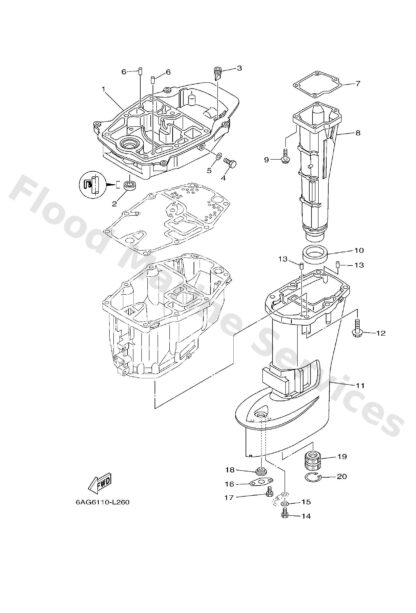 Genuine Yamaha 6AH45111004D - Casing, upper - Supplied by Flood Marine