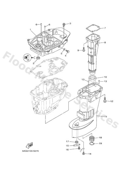 Genuine Yamaha 6AH45111108D - Casing, upper - Supplied by Flood Marine