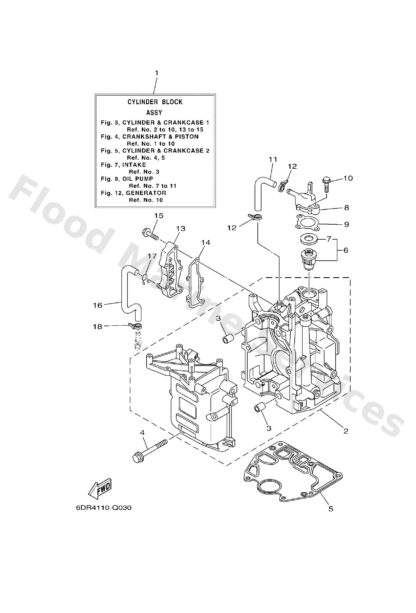 Genuine Yamaha 6AU151000000 - Crankcase assy - Supplied by Flood Marine