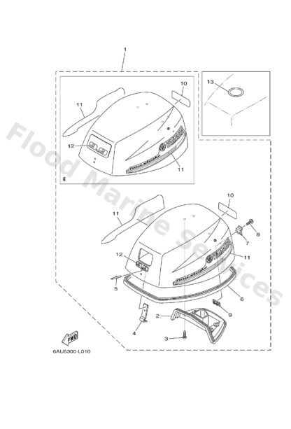 Genuine Yamaha 6AU426781000 - Graphic, rear - Supplied by Flood Marine