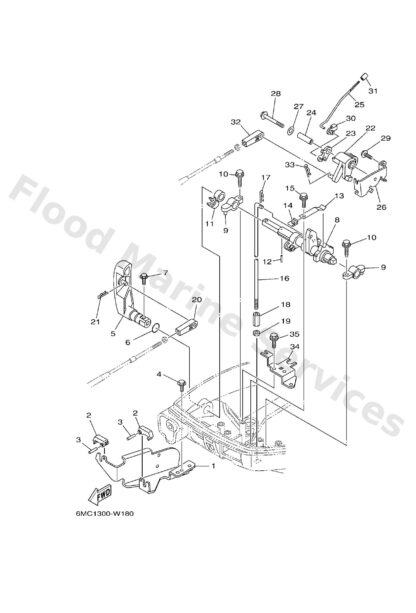 Genuine Yamaha 6AU441111000 - Handle, gear shift - Supplied by Flood Marine
