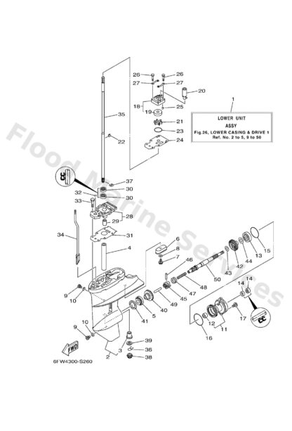 Genuine Yamaha 6AU45300018D - Lower unit assy - Supplied by Flood Marine