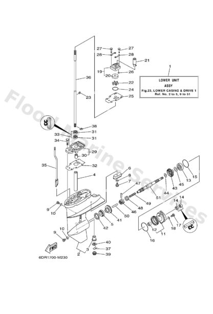 Genuine Yamaha 6AU45311004D - Casing, lower - Supplied by Flood Marine