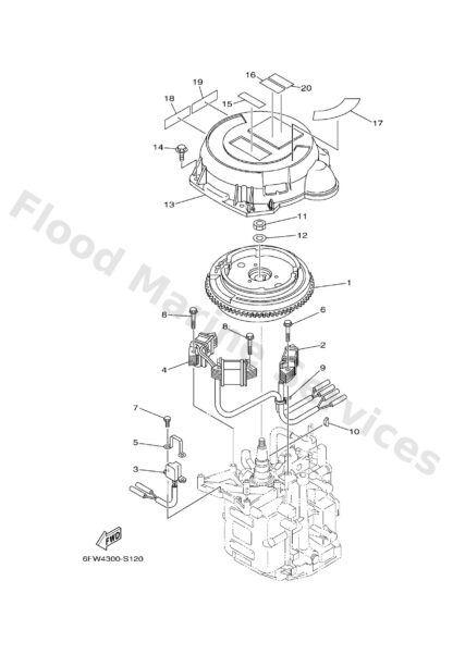 Genuine Yamaha 6AV813370000 - Cover, flywheel - Supplied by Flood Marine
