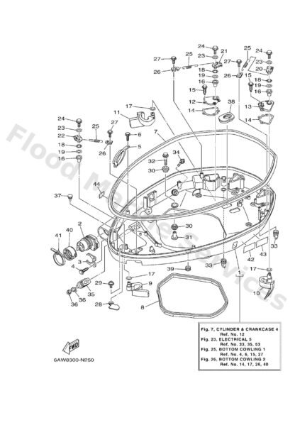 Genuine Yamaha 6AW42710018D - Bottom cowling assy - Supplied by Flood Marine
