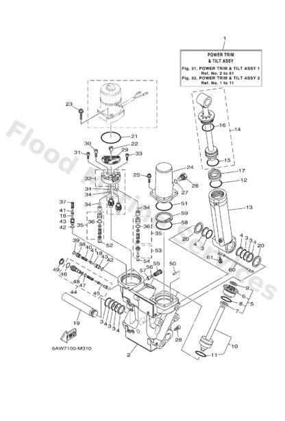Genuine Yamaha 6AW438000200 - Power trim & tilt assy - Supplied by Flood Marine