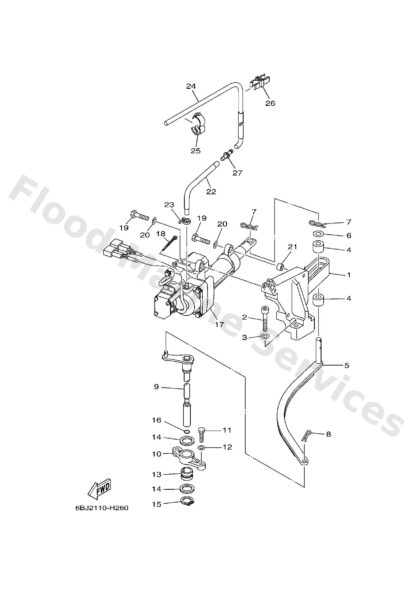 Genuine Yamaha 6AW441200000 - Handle gear shift assy - Supplied by Flood Marine