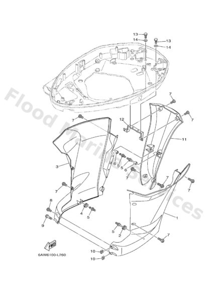 Genuine Yamaha 6AW45151018D - Cover, upper casing - Supplied by Flood Marine