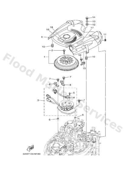 Genuine Yamaha 6AW813370200 - Cover, flywheel - Supplied by Flood Marine