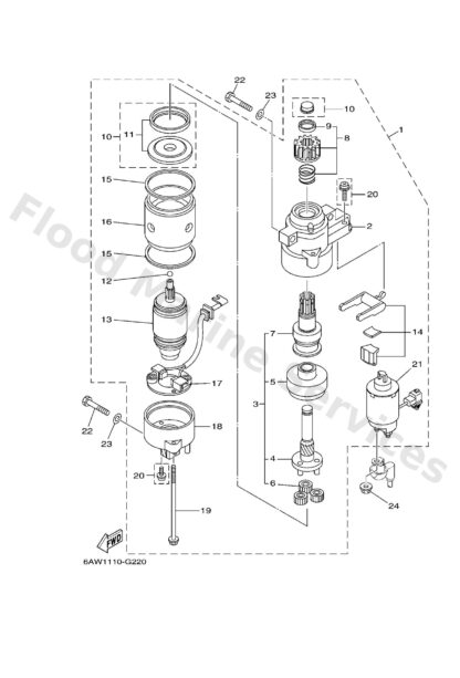 Genuine Yamaha 6AW818070000 - Gear assy, starting motor - Supplied by Flood Marine