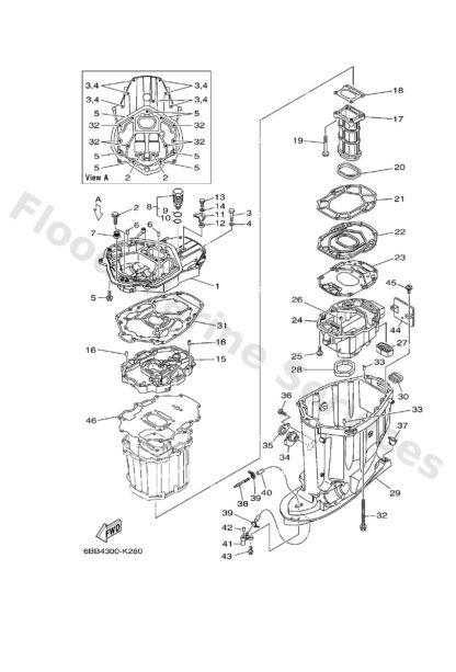 Genuine Yamaha 6BB45111008D - Casing, upper - Supplied by Flood Marine