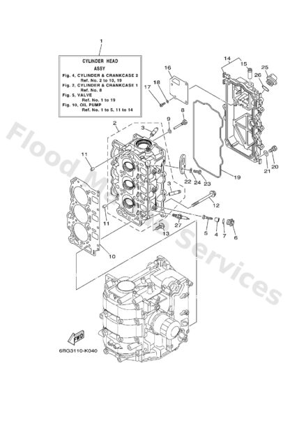 Genuine Yamaha 6BG11111009S - Head, cylinder with ex valve - Supplied by Flood Marine