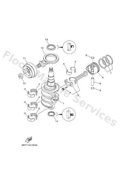 Genuine Yamaha 6BG114161000 - Plane bearing, crankshaft 1 - Supplied by Flood Marine
