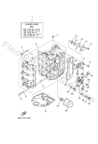 Genuine Yamaha 6BG151000000 - Crankcase assy - Supplied by Flood Marine